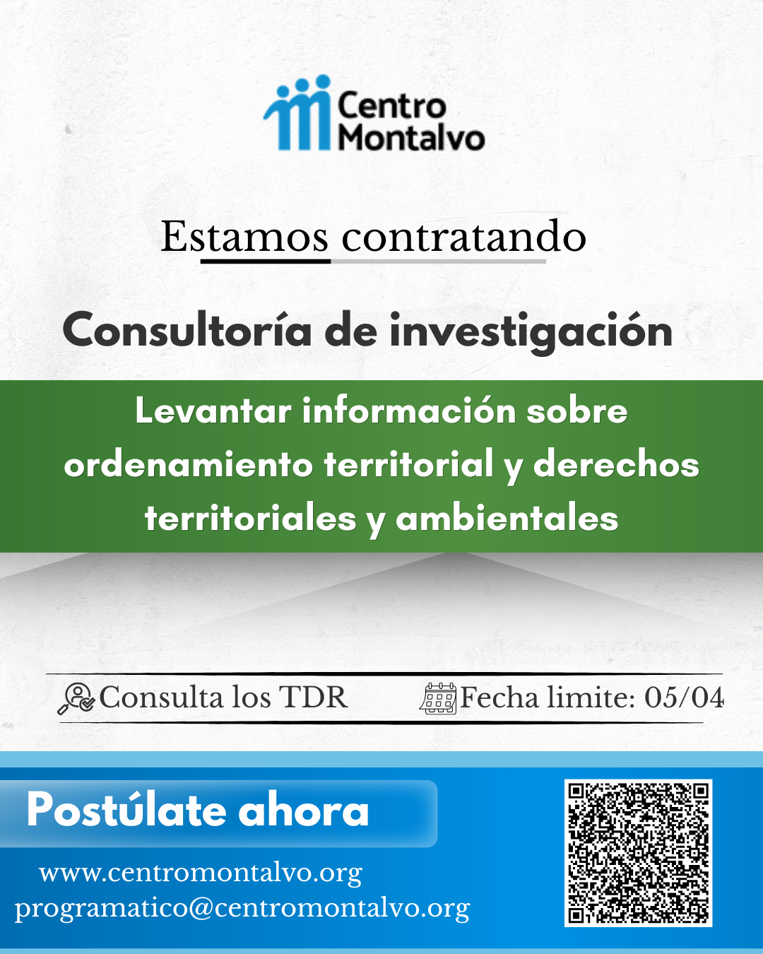 Consultoría para levantar información sobre ordenamiento territorial y derechos territoriales y ambientales